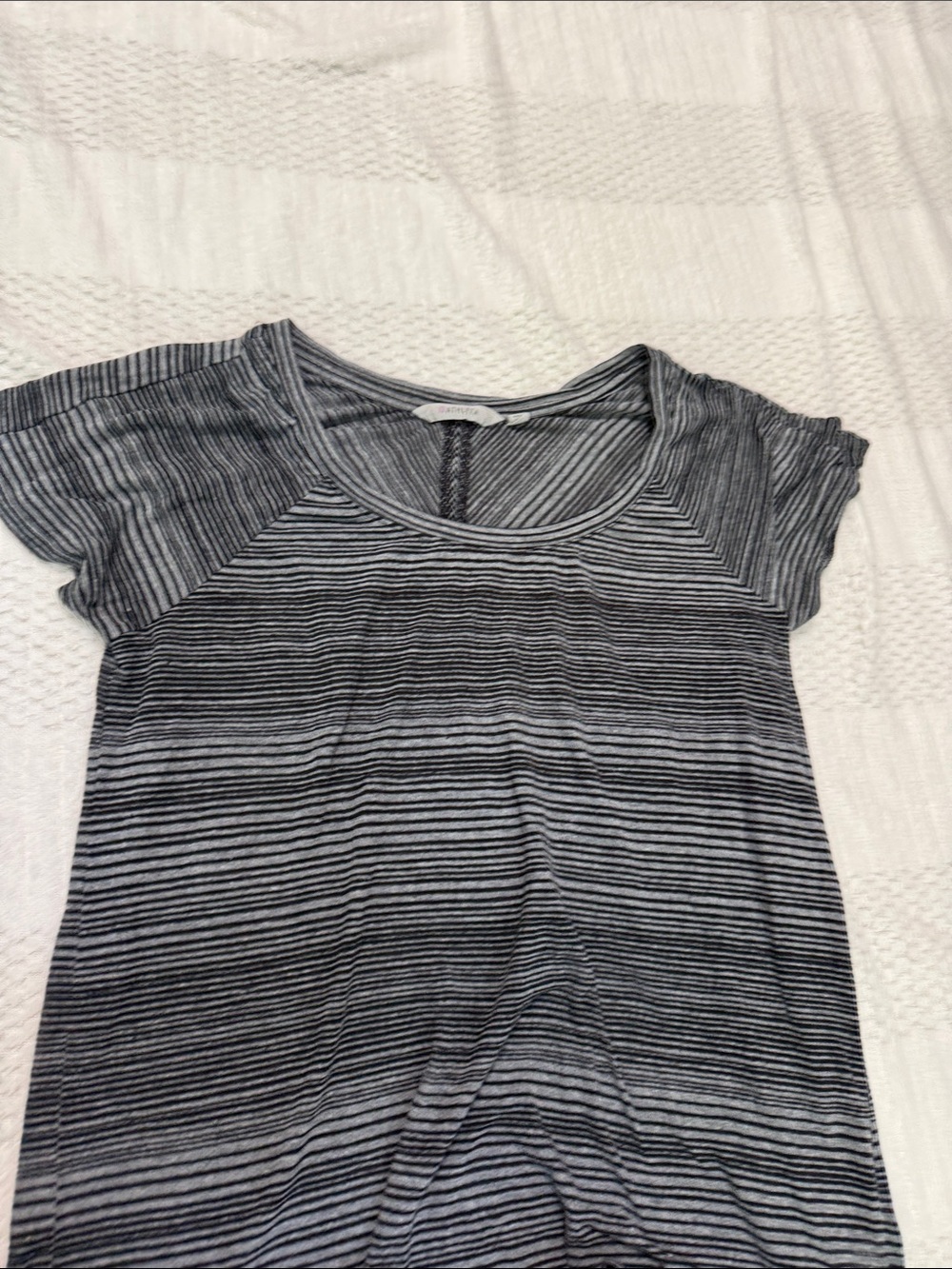 Athleta Black & White Striped Short-Sleeve Tee